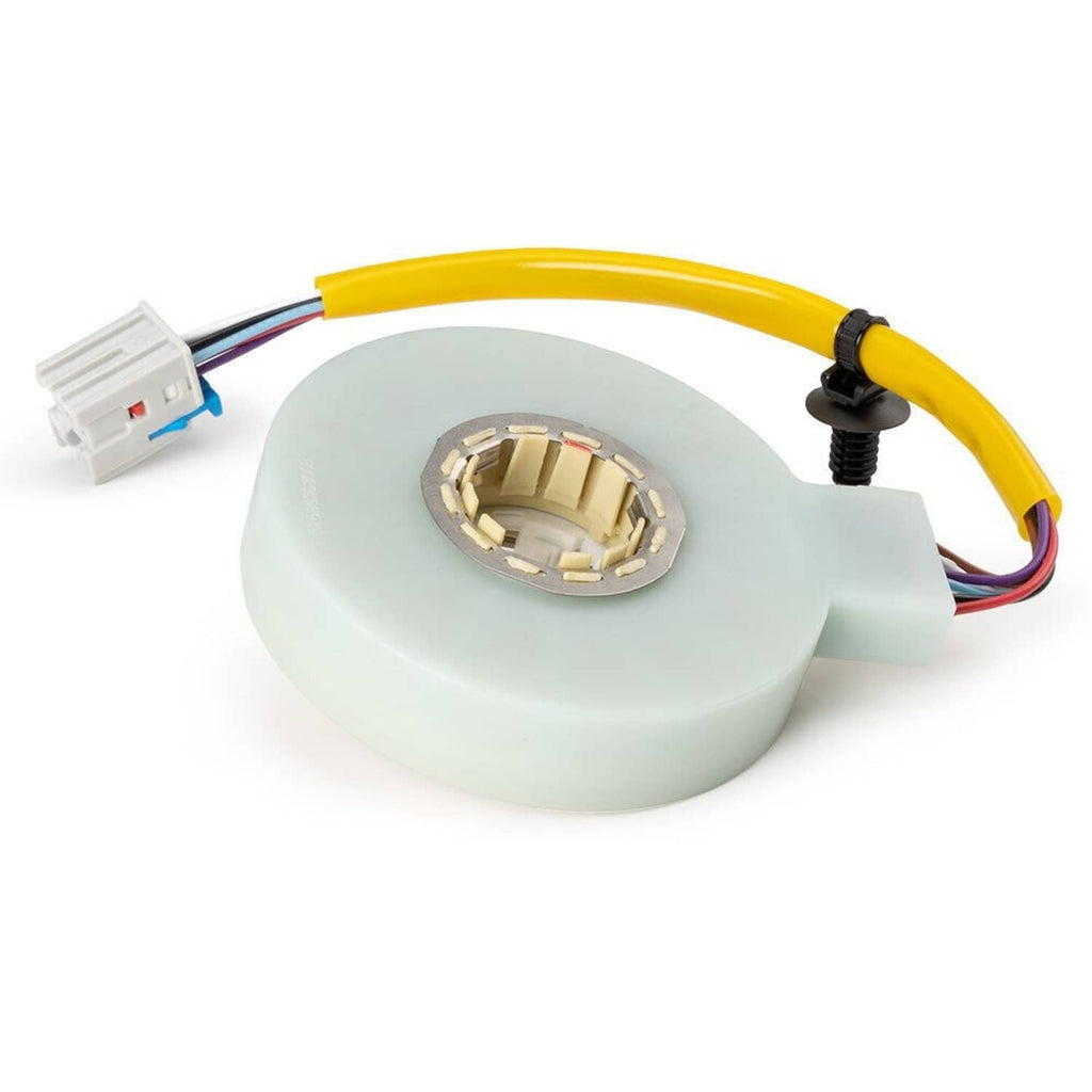 Steering torque sensor with circular connector, gray body and yellow wiring