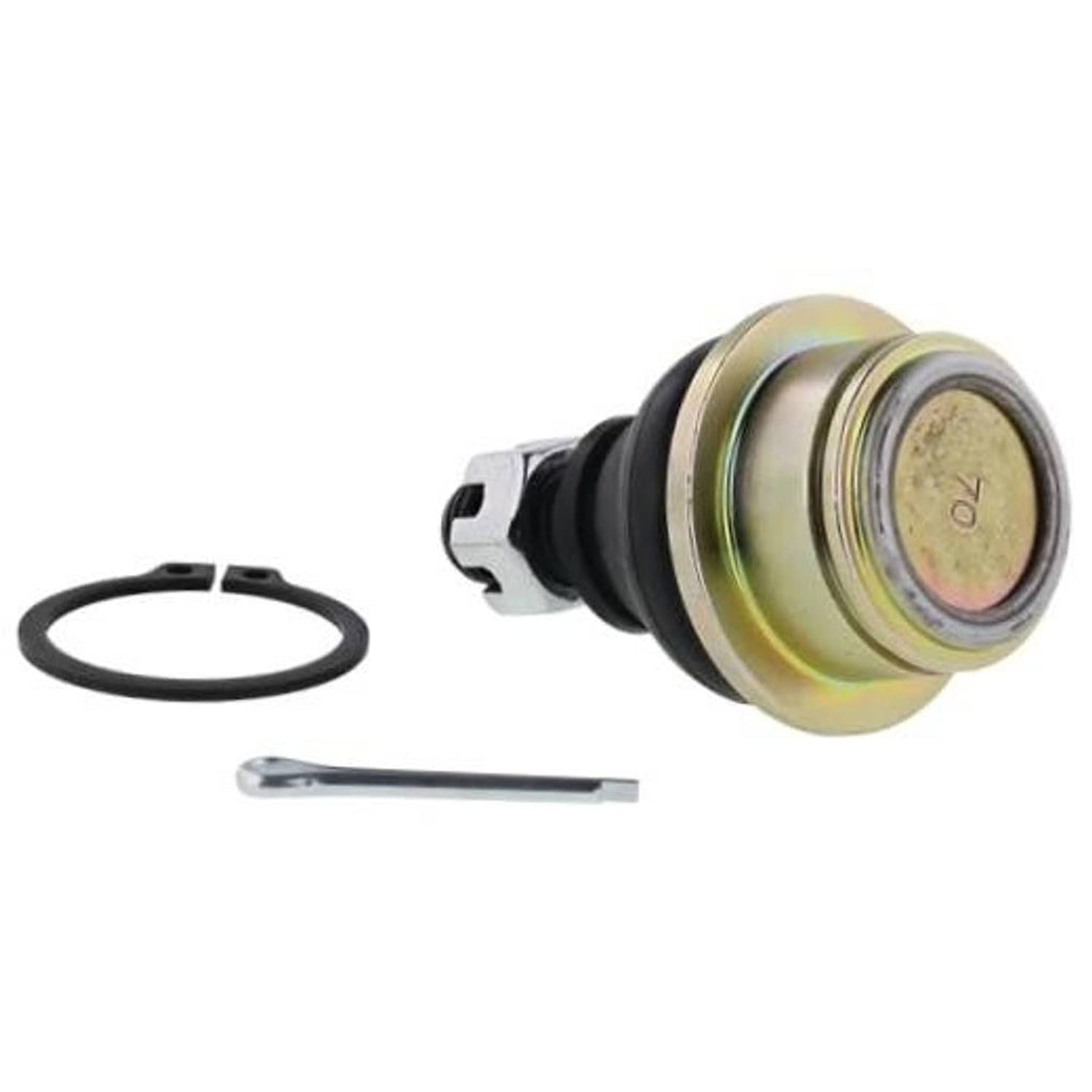 Ball joint kit with black boot, yellow metal housing, seal ring, retaining pin