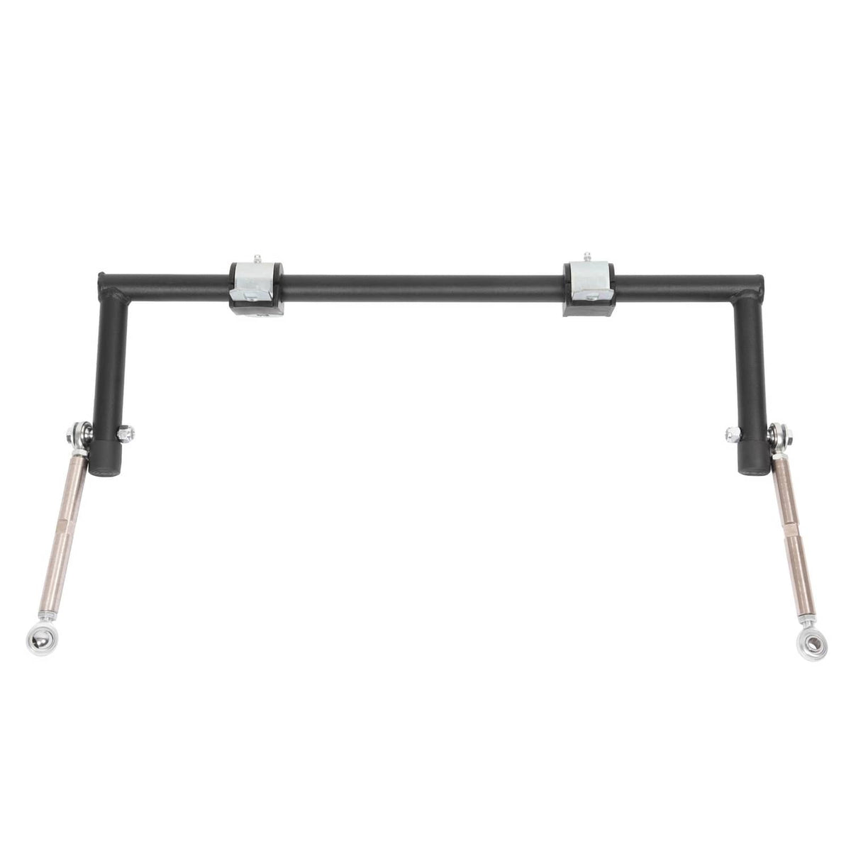 Black anti-roll sway bar with central mounts and two silver end links