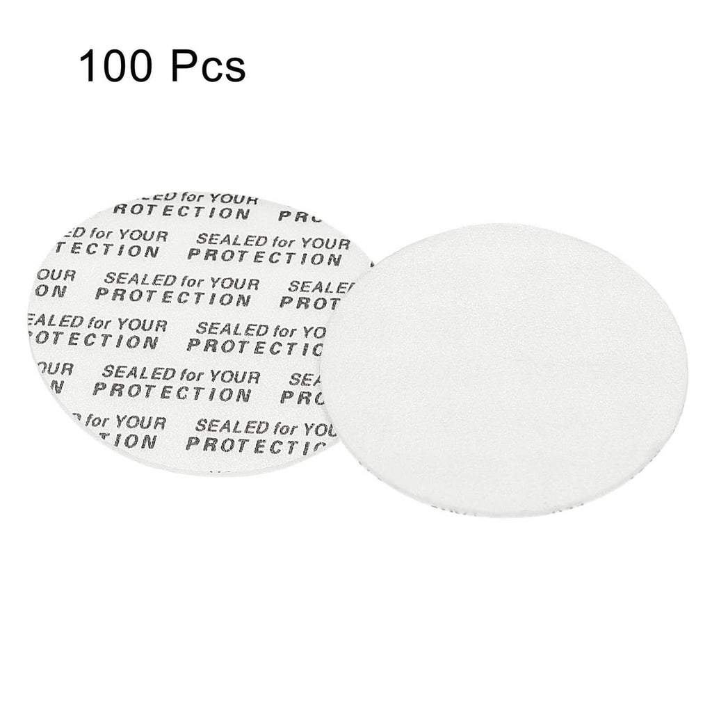 White 35mm foam lid liner discs, 100-pack shown as a set