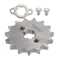Motorcycle front engine sprocket set with retaining ring and two mounting bolts