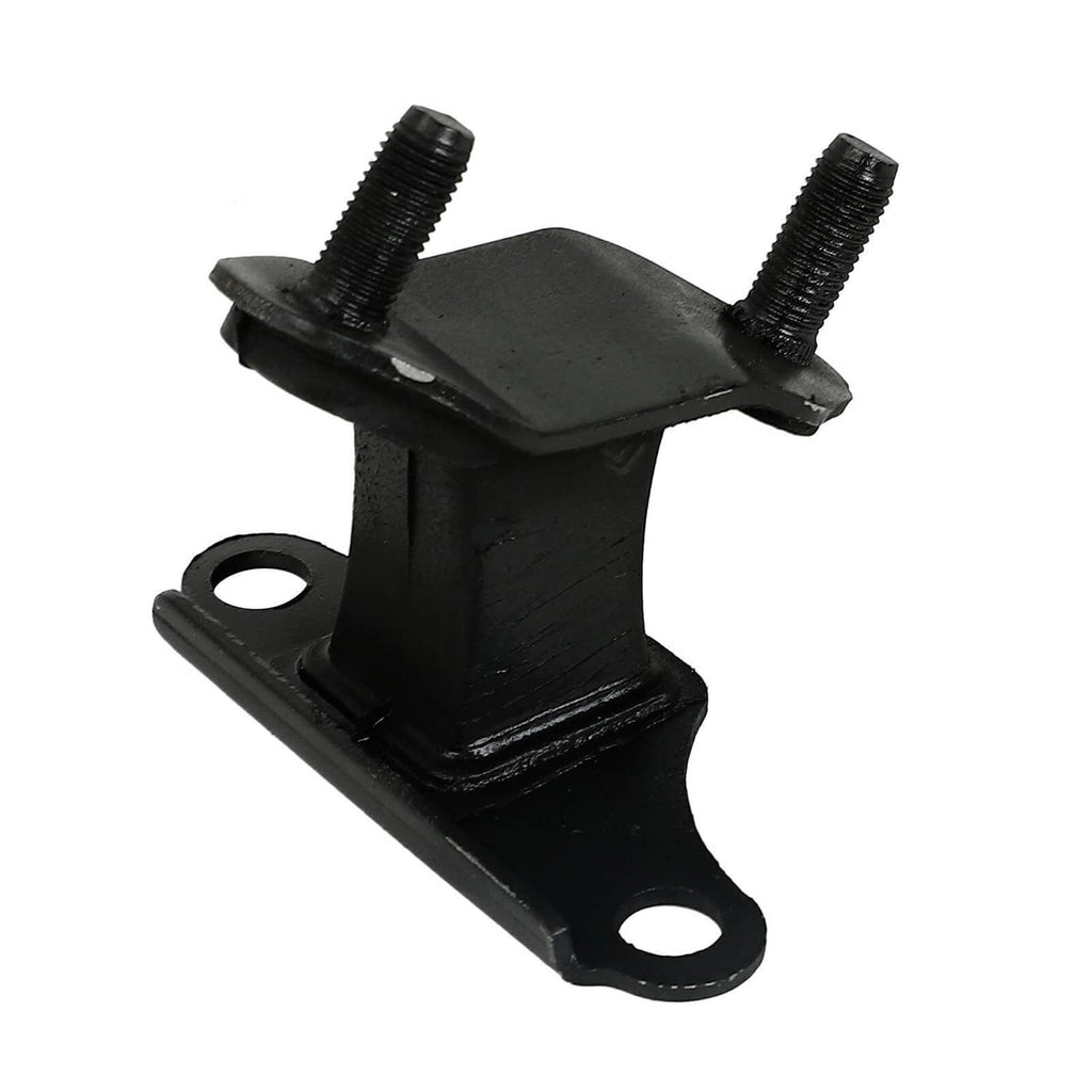 Black rubber engine mount bracket with two threaded studs and mounting holes