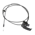 Hood release handle cable with black wire and curved gray release handle