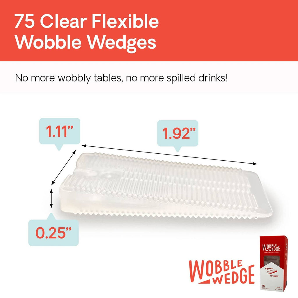Clear flexible wobble wedge shim, size labeled 75 with dimensions