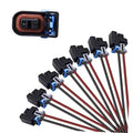 Fuel injector connector pigtail wire set with 8 blue locks and red/black leads