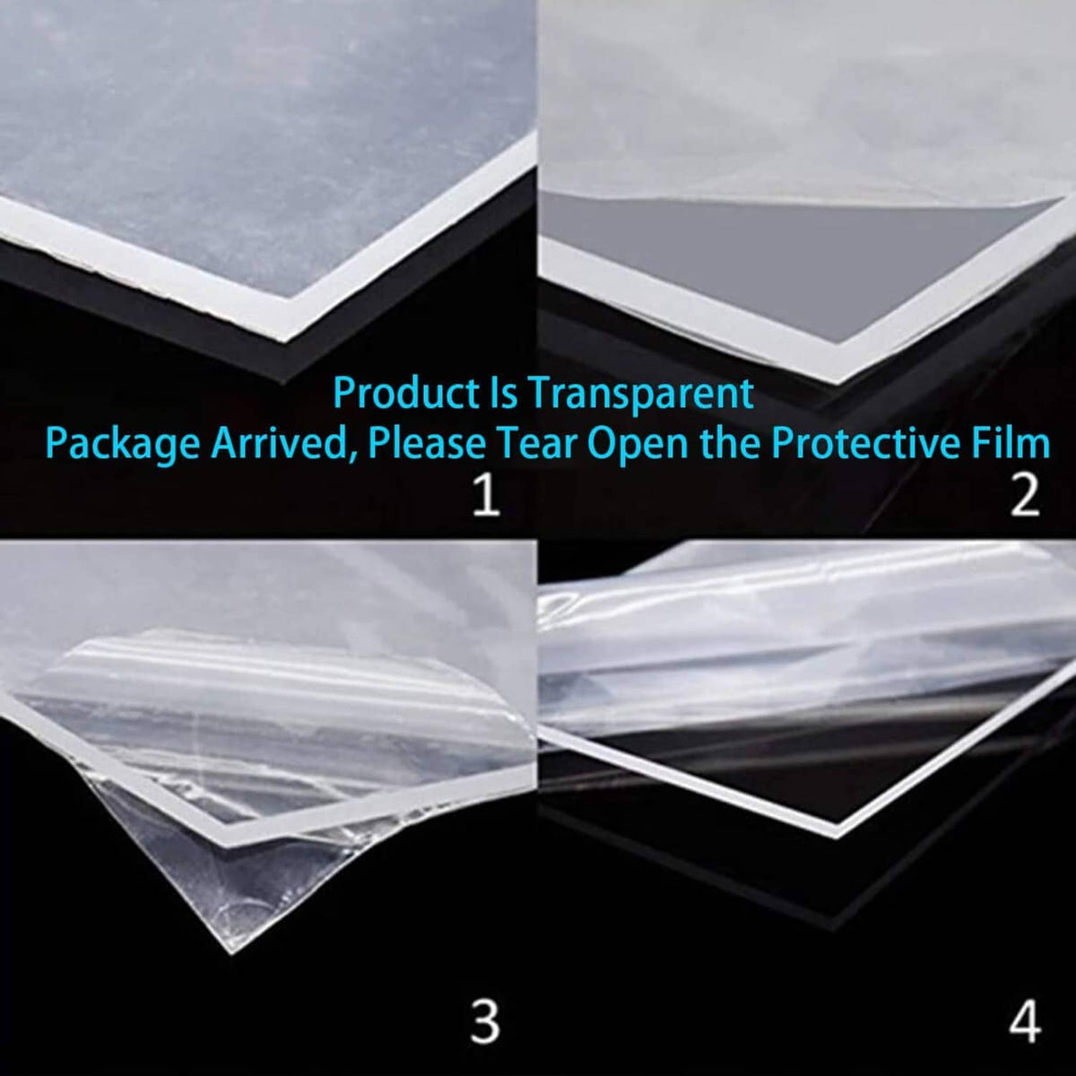 Stacked clear acrylic sheets showing protective film layers for the cake pop stand