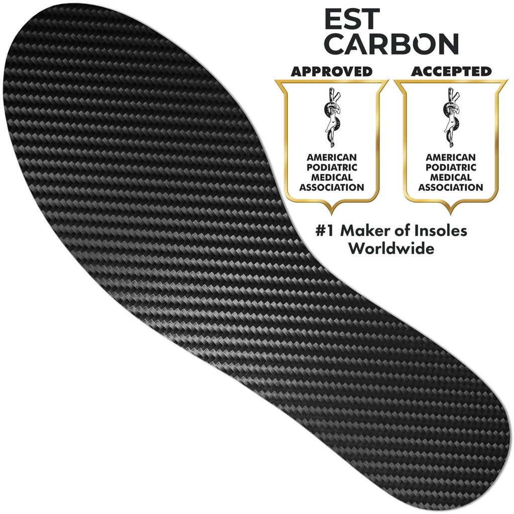 Dark carbon fiber insole insert with woven grid texture, single piece