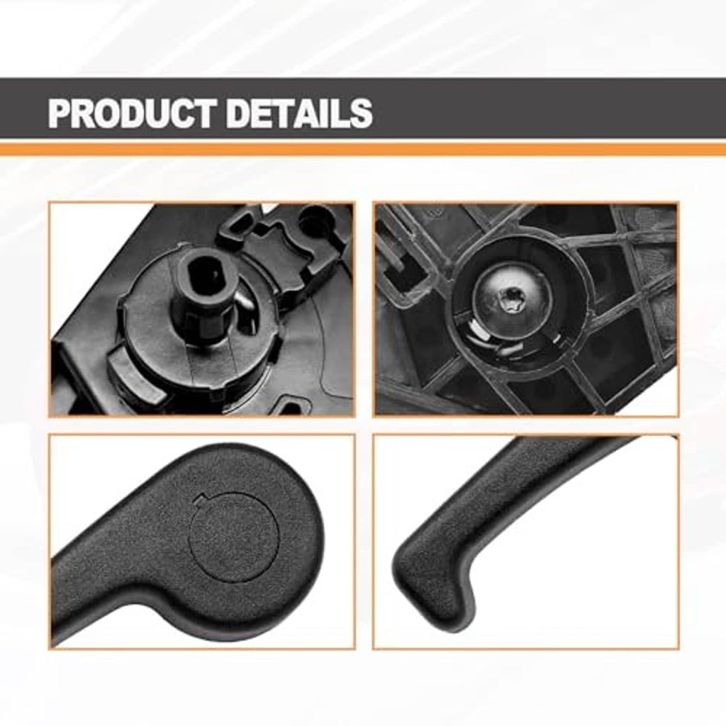 Hood release handle and bracket detail views showing mounting and contours