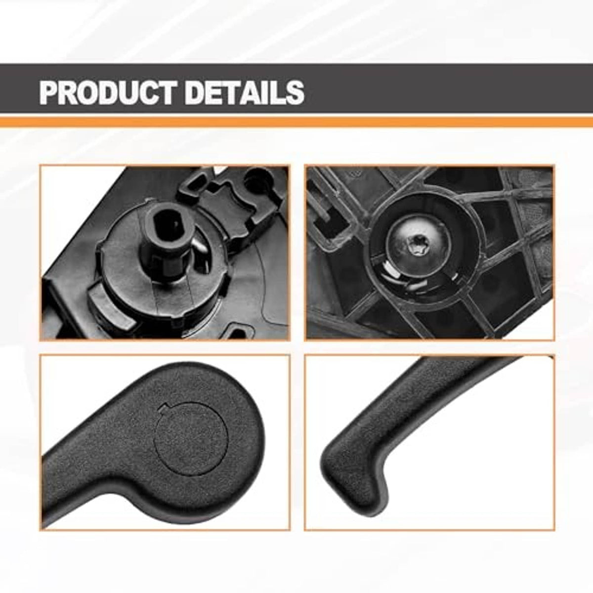 Hood release handle and bracket detail views showing mounting and contours