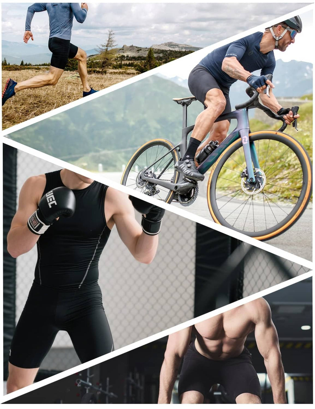 Men's black compression shorts with pocket, mid-thigh length, athletic stretch