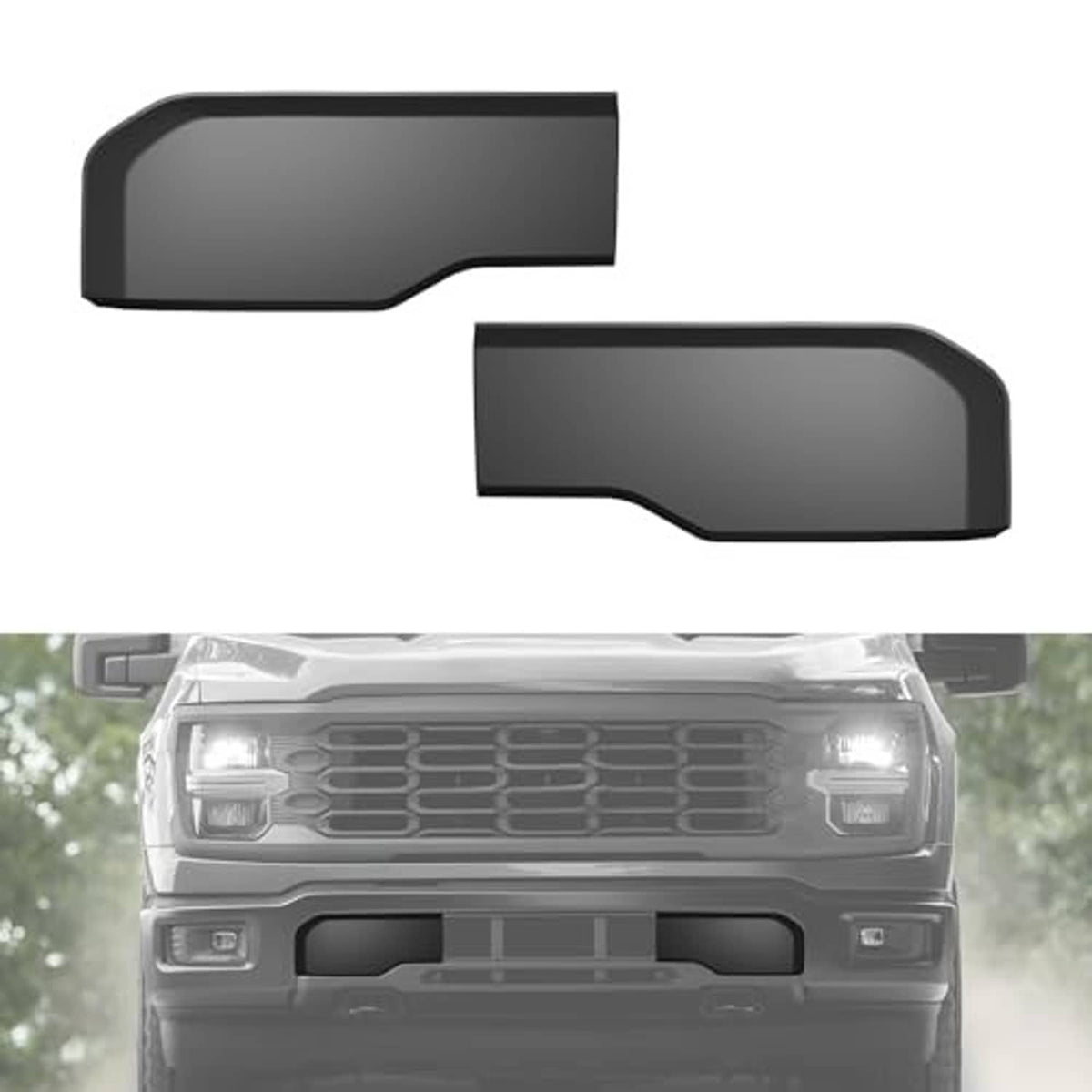 Front bumper guard pad inserts shown with front bumper coverage, matte dark gray