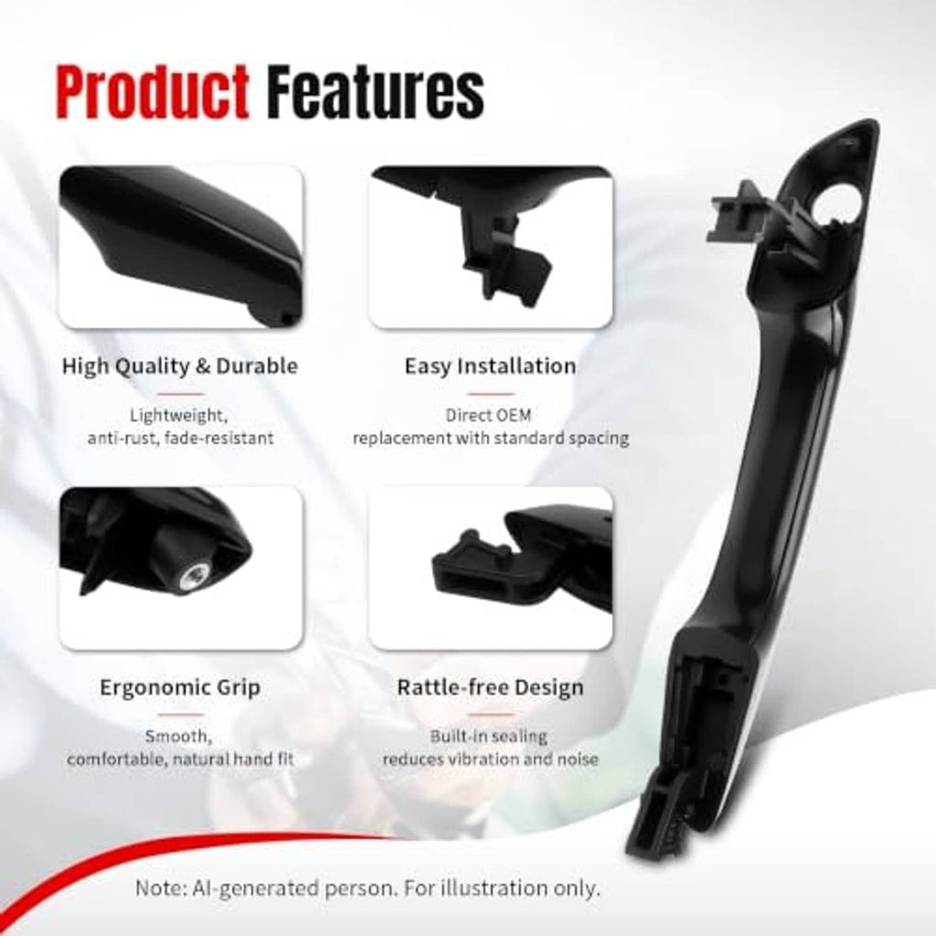 Black exterior door handle set showing ergonomic grip and mounting bracket