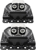 Pair of black engine mounts with silver top plates and four bolt holes each