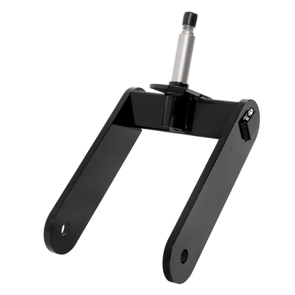 Black mower fork mount set with U-shaped frame and silver axle post