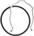 Black O-ring with silver retaining clip and gray gasket, oval shape