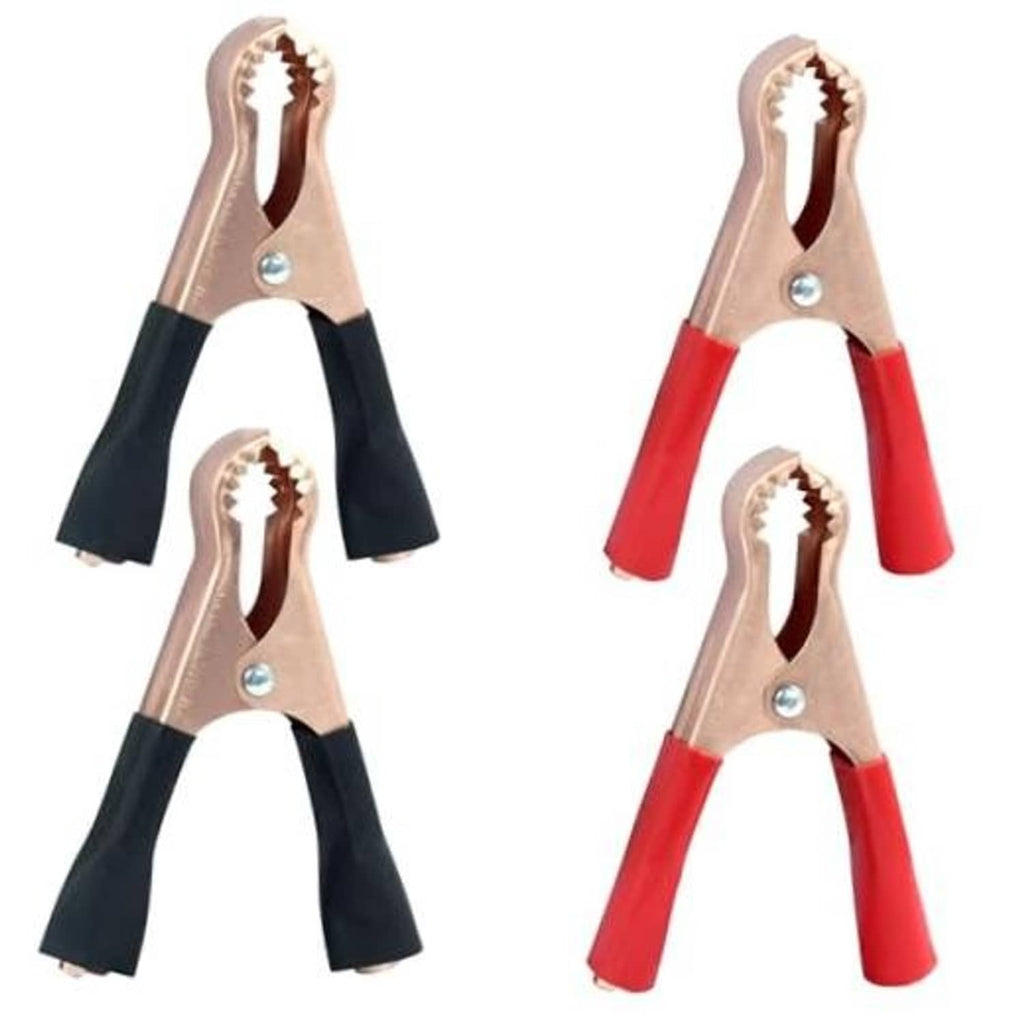 Insulated alligator clips set of 4, copper jaws with black insulated handles