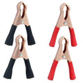 Insulated alligator clips set of 4, copper jaws with black insulated handles