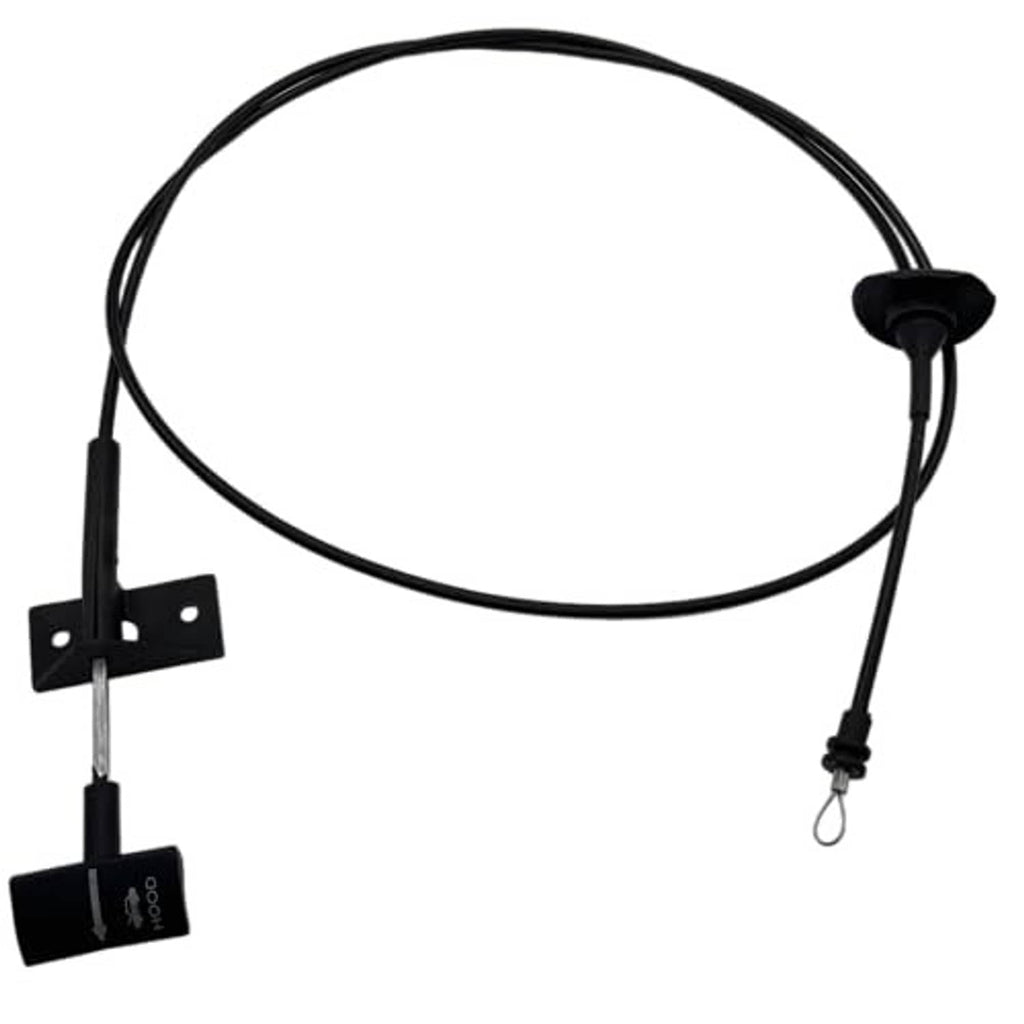 Black hood release cable with pull handle and front mounting bracket