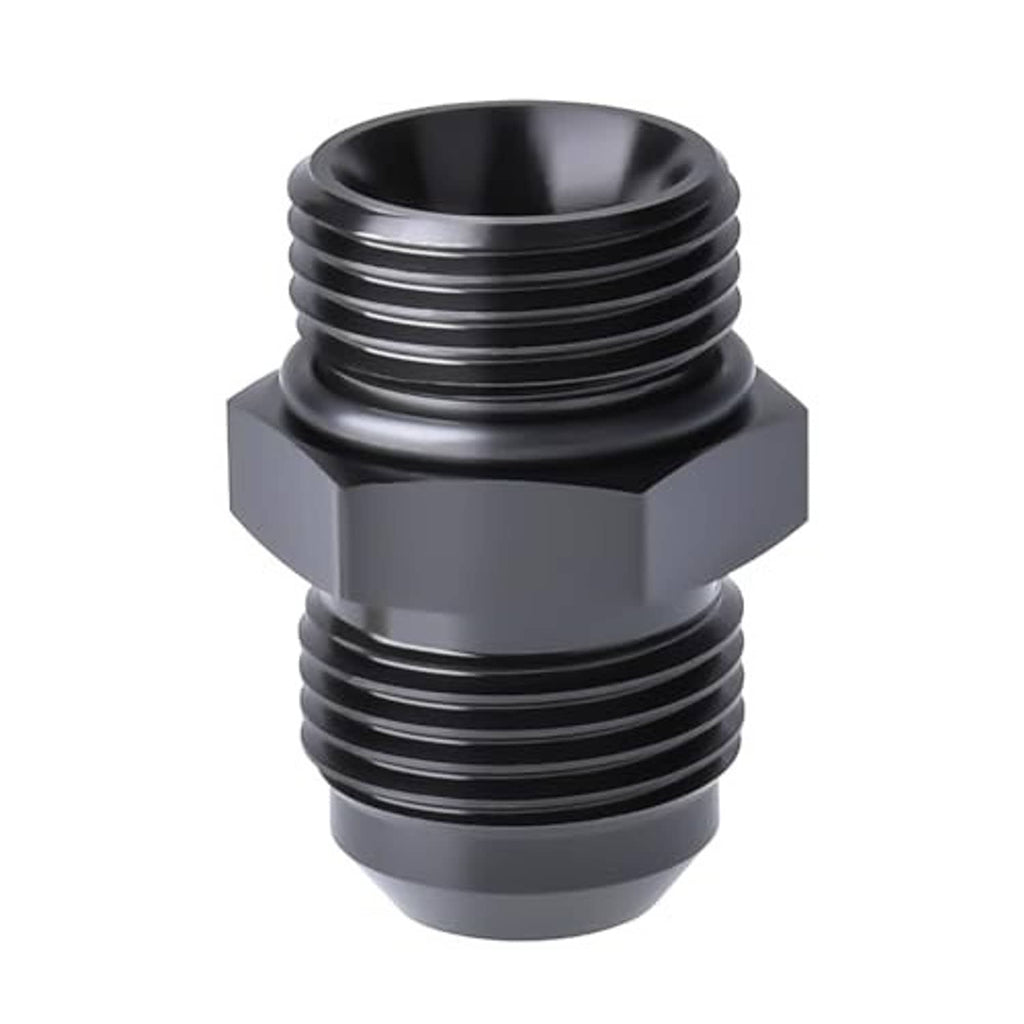 Black 10AN ORB adapter fitting with hex body and male threads