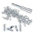Car tire anti-slip screw studs set with silver installation tool, 50 pieces