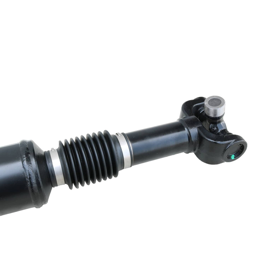 Rear driveshaft splined section with end yoke and mounting hardware, dark steel