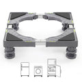 Adjustable mini fridge stand with four grey leveling legs and anti-slip pads