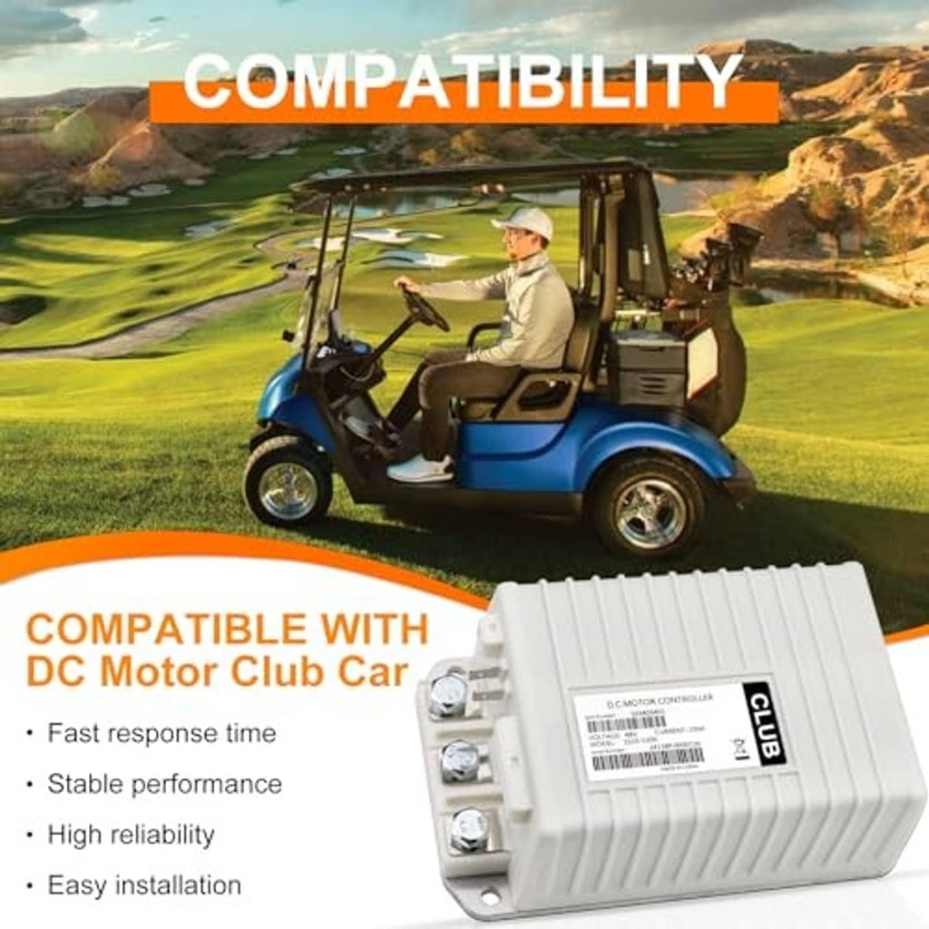 White DC motor controller unit with printed label and screw terminal block, compact view