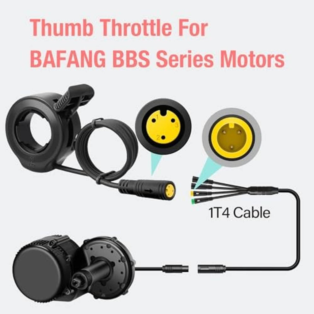 Thumb throttle kit with yellow 3-pin connectors and cable, includes screw set