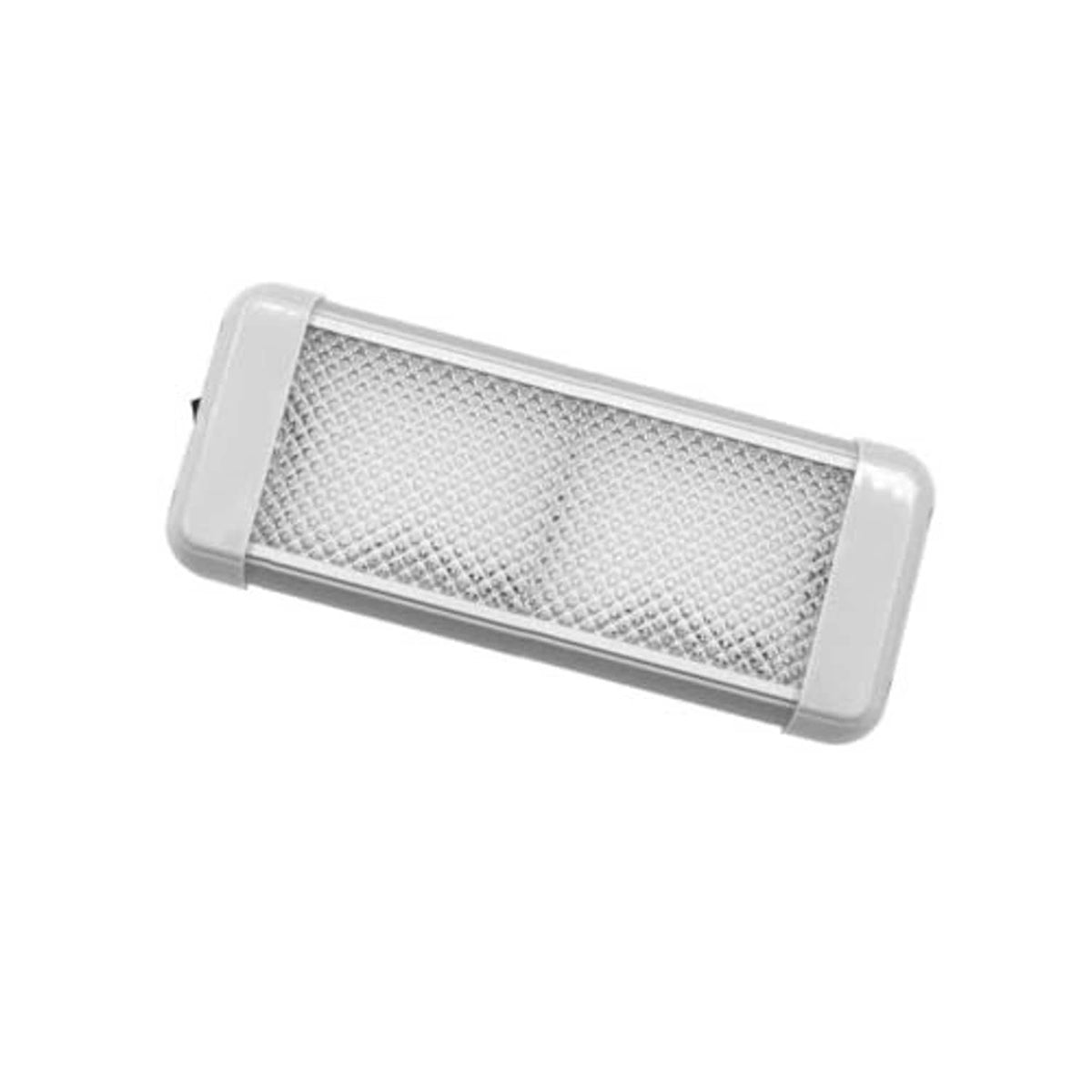 RV LED dome light bar, clear textured lens panel in light gray case