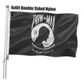 Double-sided nylon POW*MIA flag, black with white POW*MIA emblem on a pole