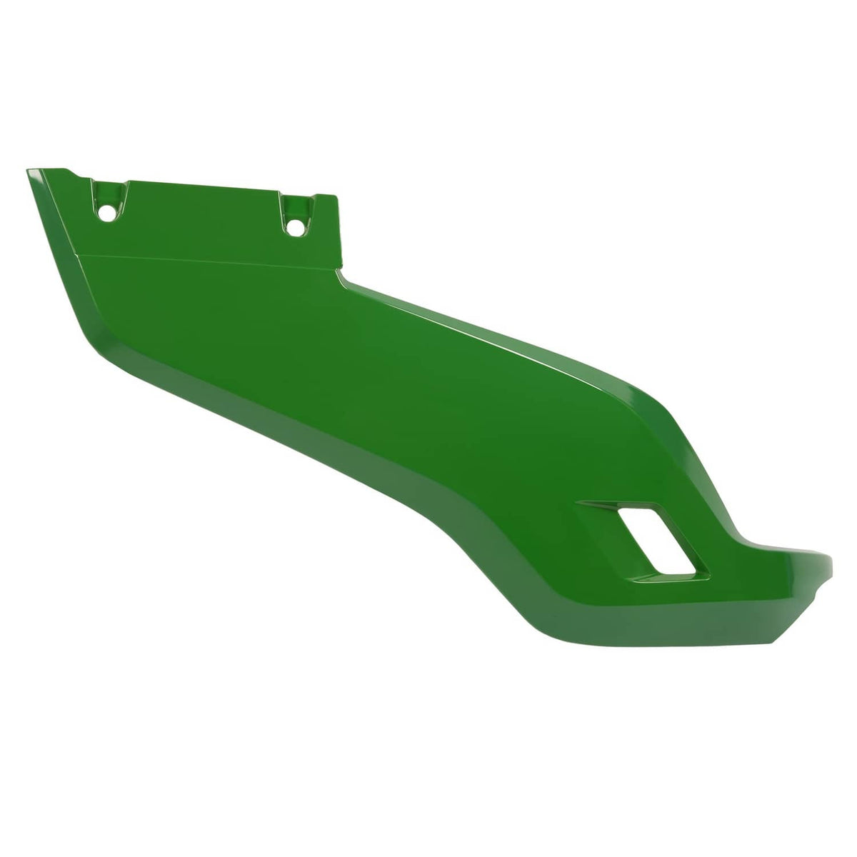 Green right hood side panel with two top mounting holes and side opening