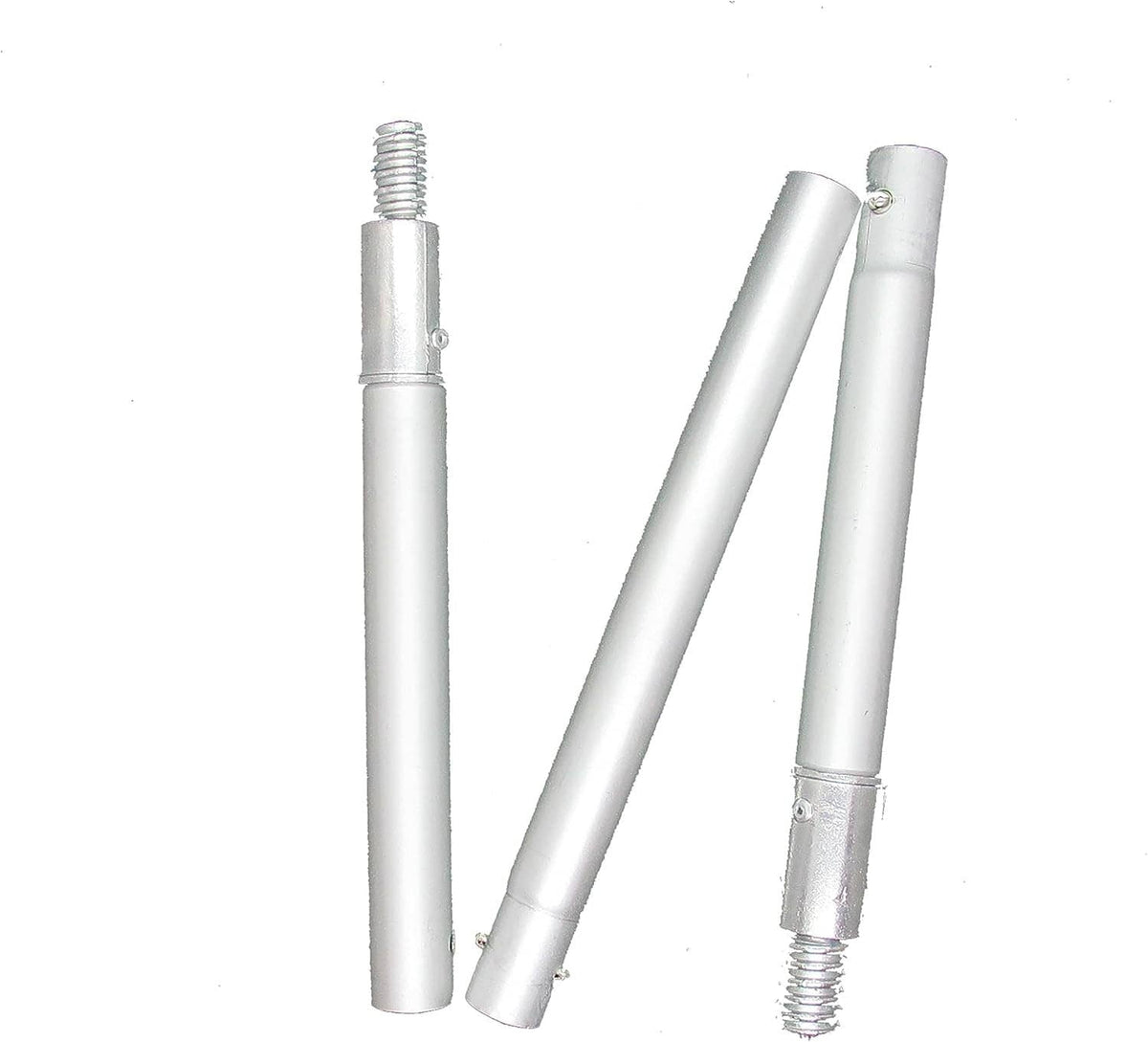 Portable hand washer extension tubes with threaded connectors in white metal