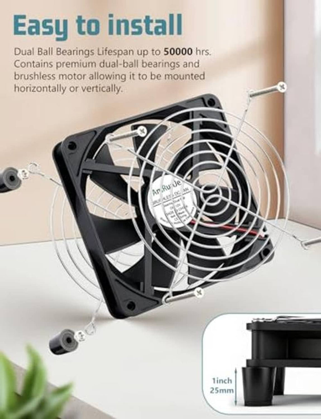 Computer cooling fan with mounting points and adjustable bracket for easy install