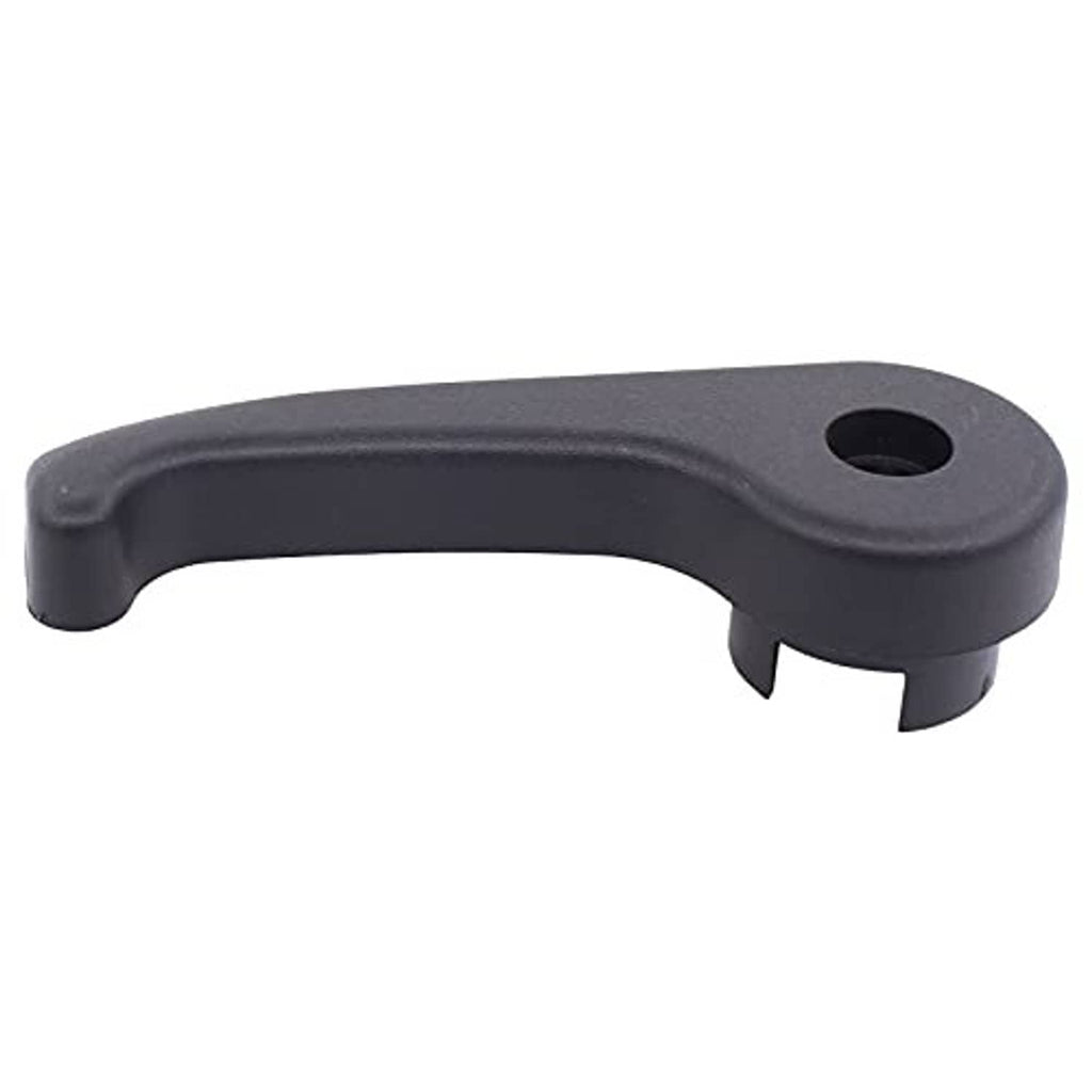 Hood latch release handle in dark gray/black plastic with round mounting hole