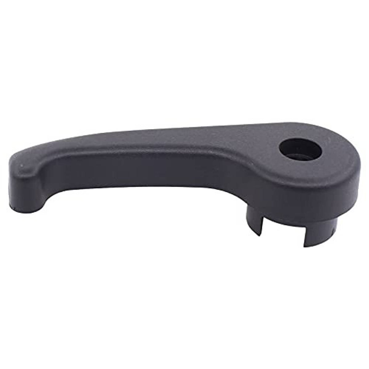 Hood latch release handle in dark gray/black plastic with round mounting hole