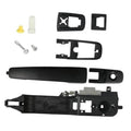 Black exterior door handle assembly with mounting hardware and reinforcement plate kit