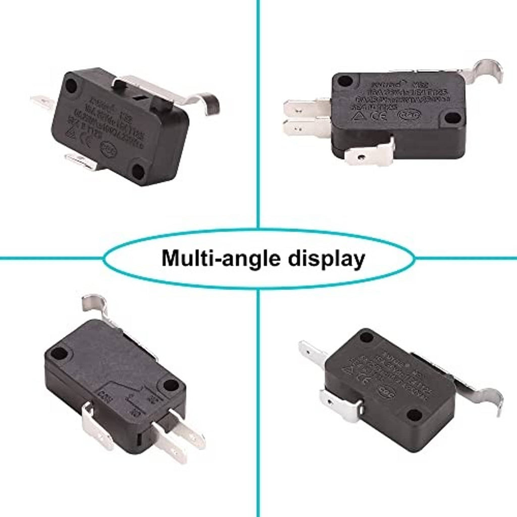 Four-view multi-angle display of black micro switches with spade terminals