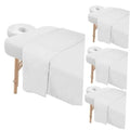 White fitted massage table sheet set, elastic corners, 3-piece set for face rest cover