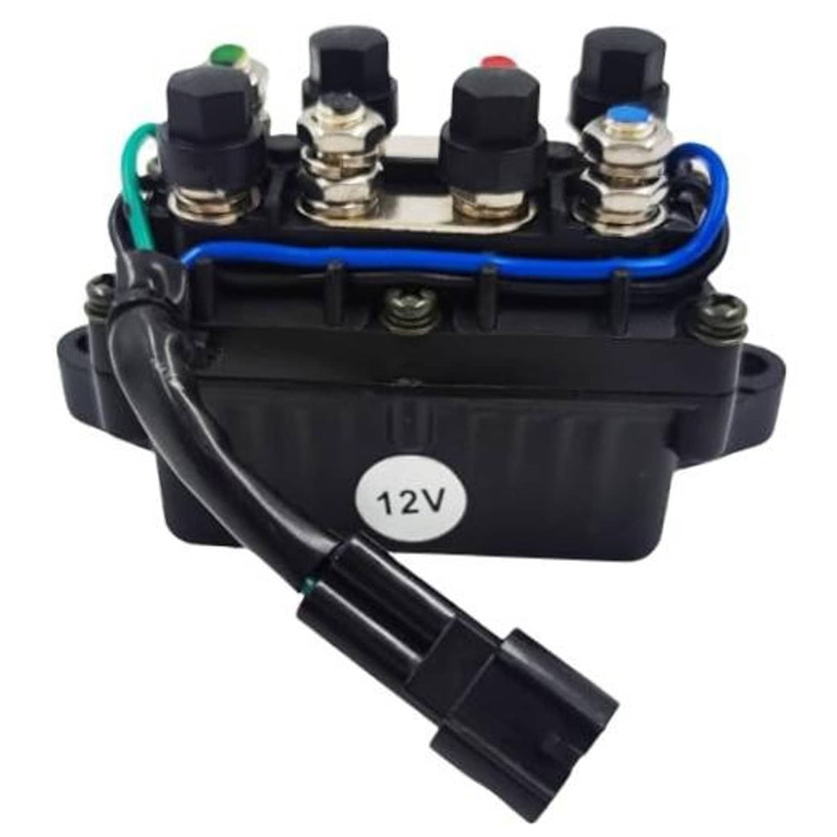 12V power trim tilt relay with four terminals and blue wiring lead