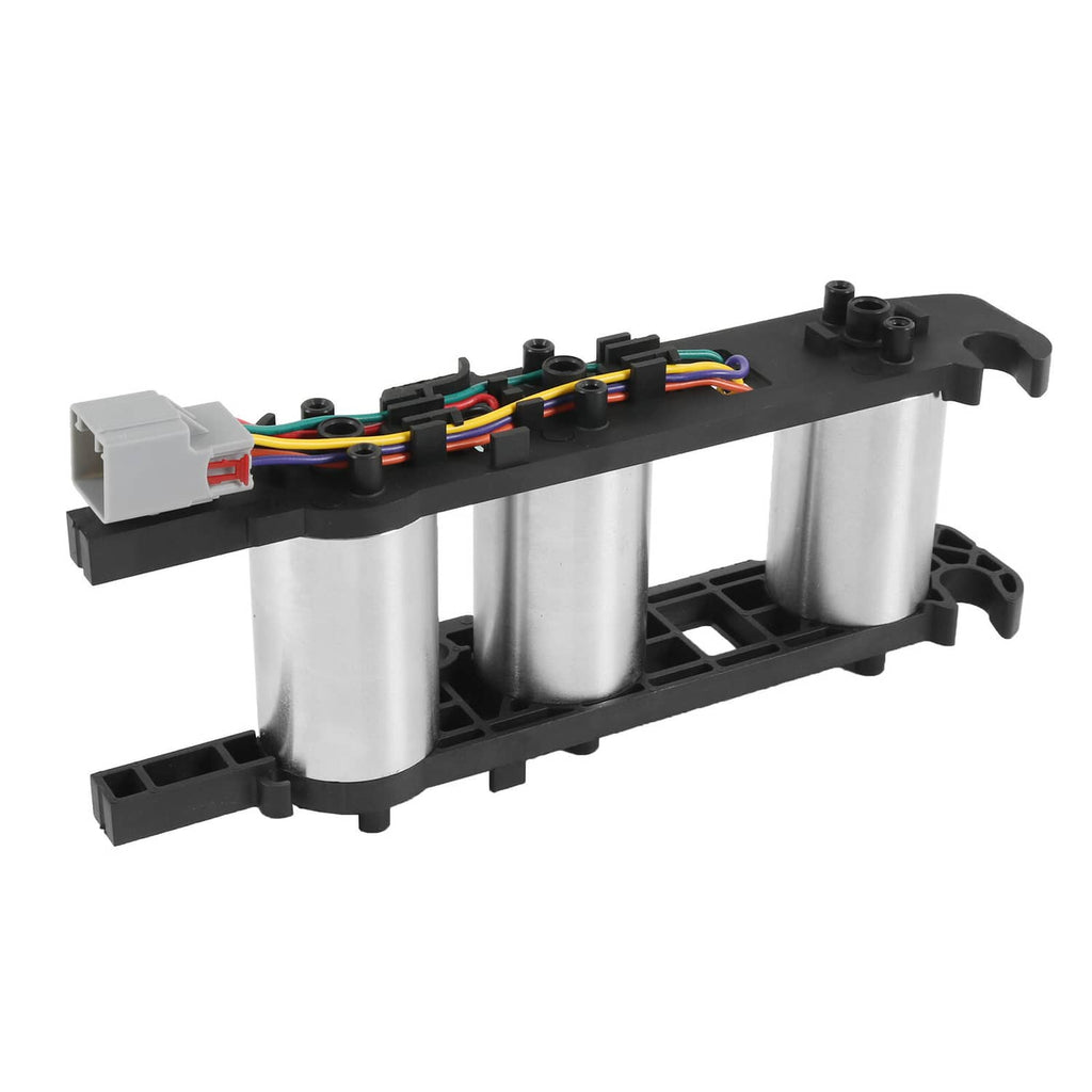 Power seat motor (no memory): black base, four silver cylinders, multi-wire harness
