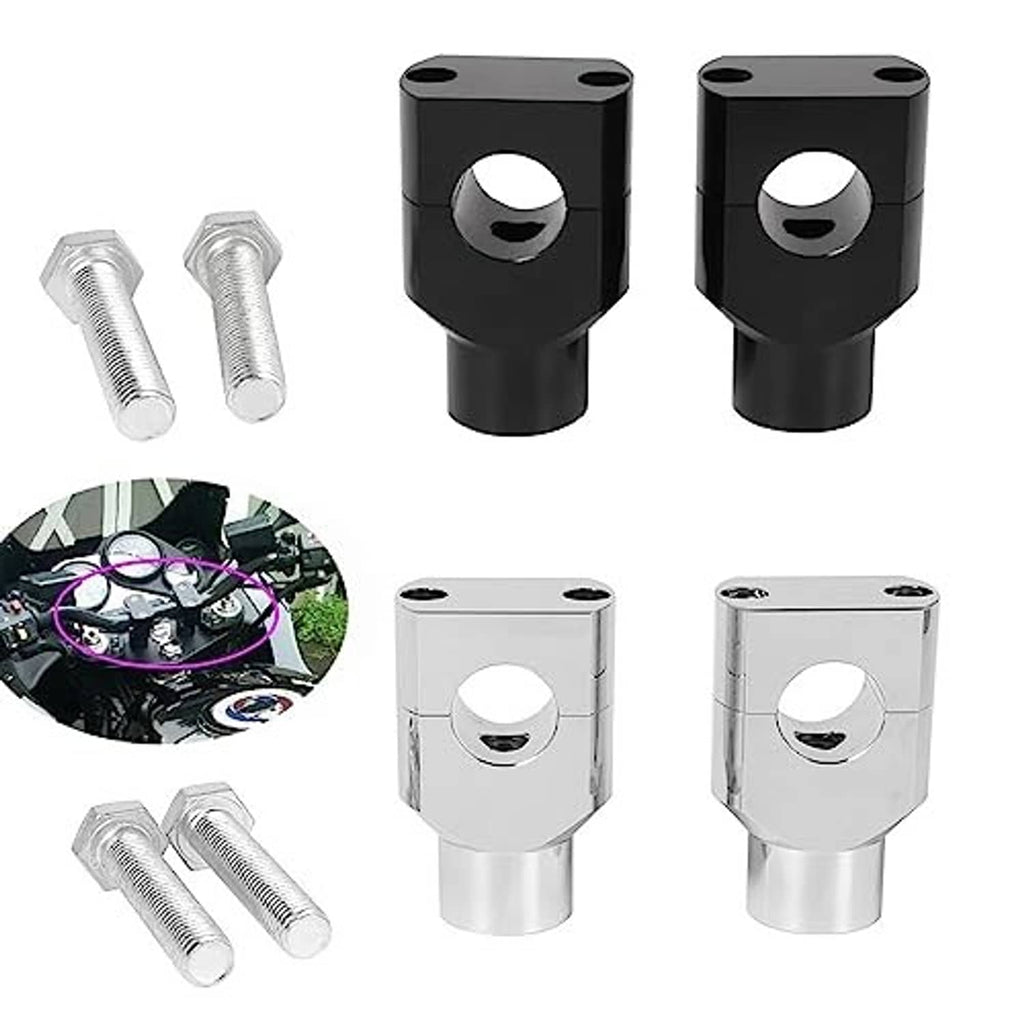 Black and silver handlebar mount clamp adaptors with mounting bolts