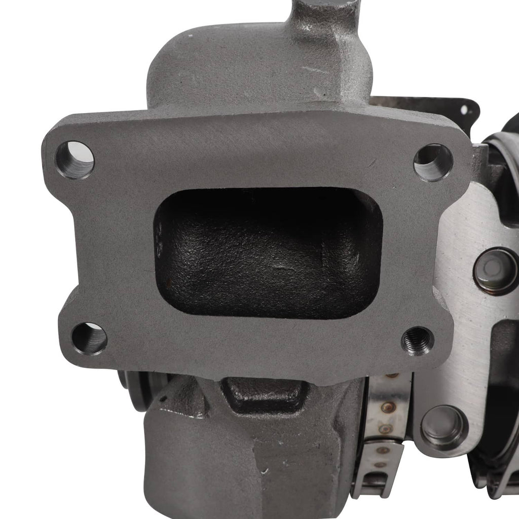 Turbocharger housing with inlet opening and mounting bolt holes
