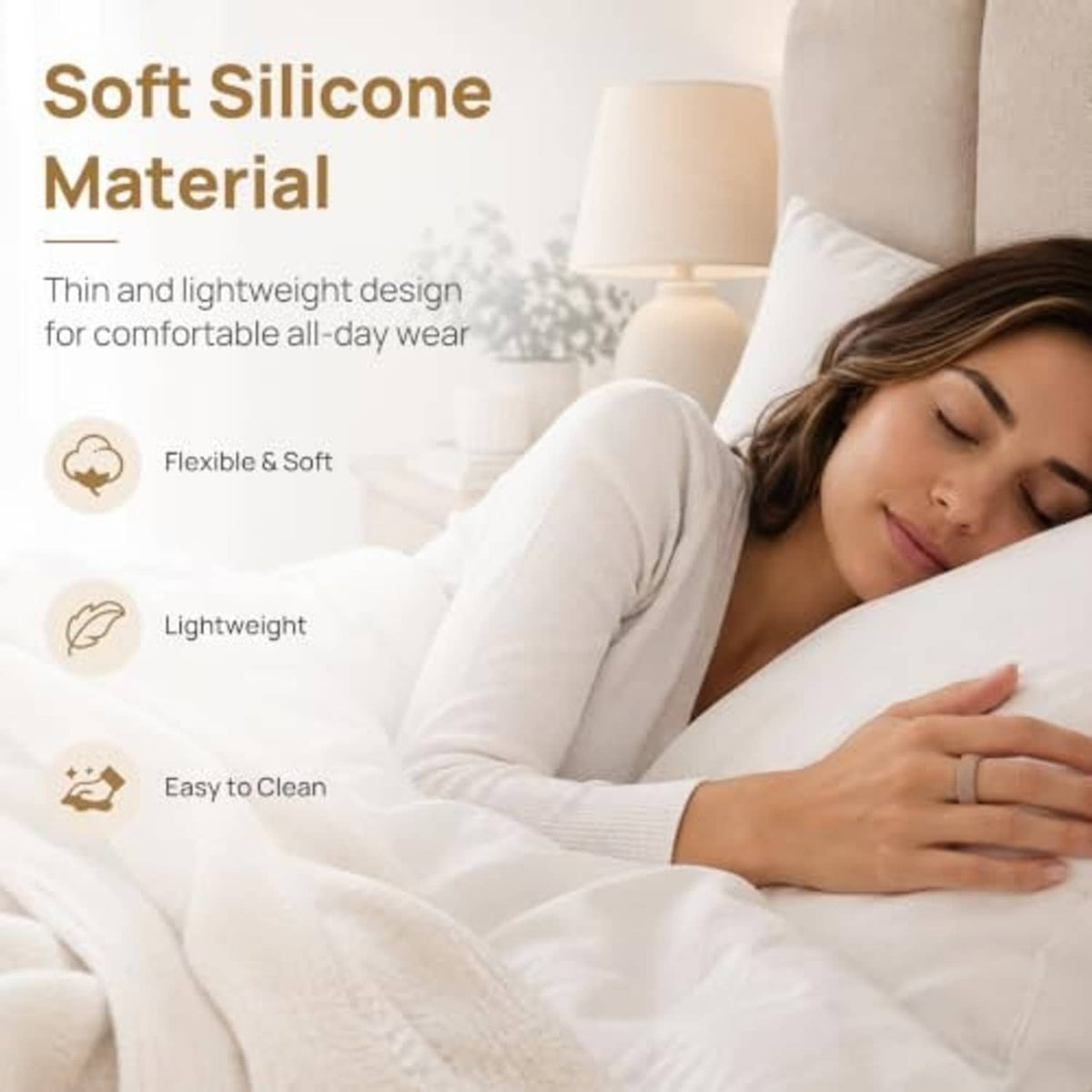 Soft silicone Oura Ring 5 ring cover, lightweight flexible light beige sleeve