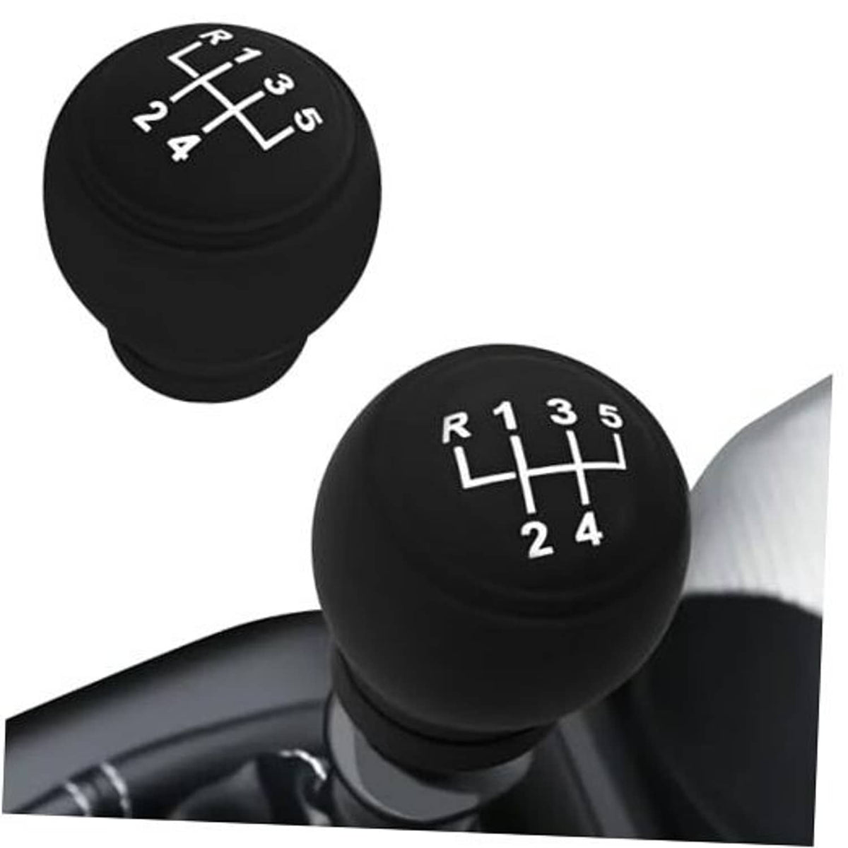 Black 5-speed manual gear shift knob cover with R-1-2-3-4-5 shift pattern