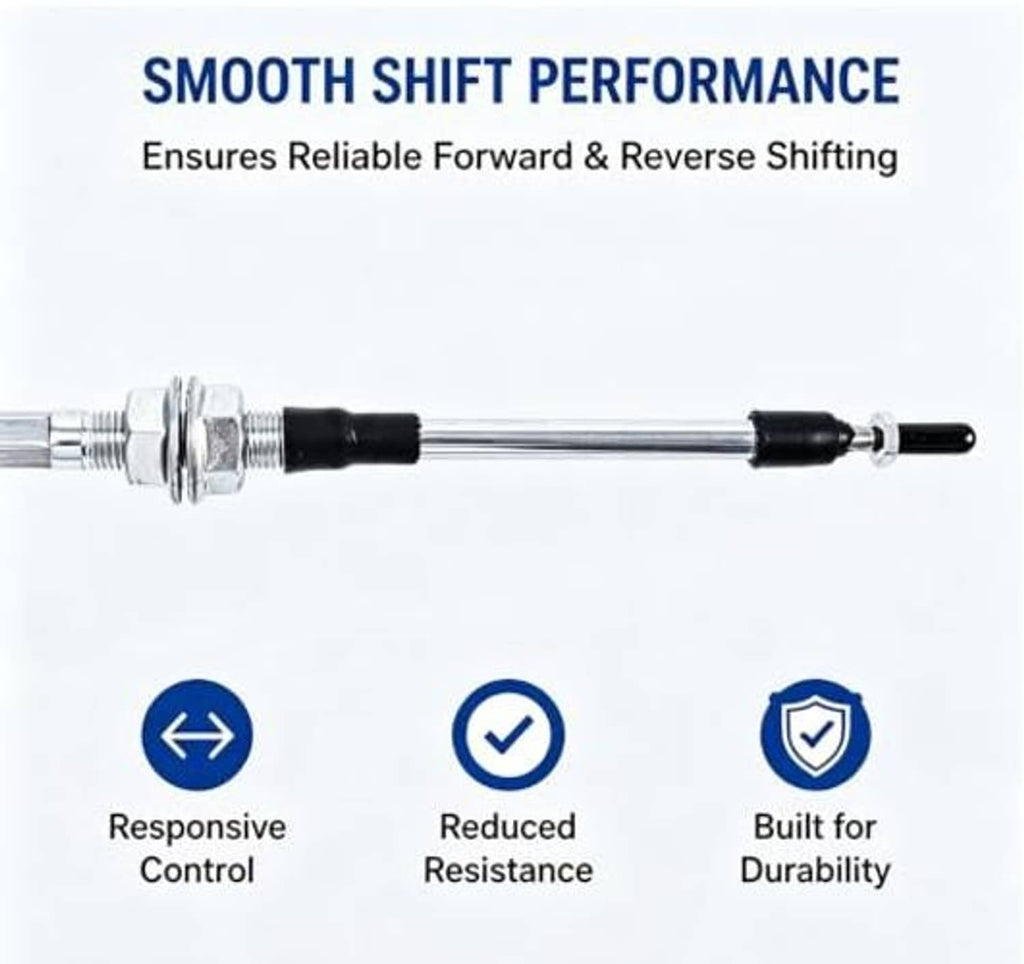 Golf cart transmission shift cable with silver fittings and black end connectors