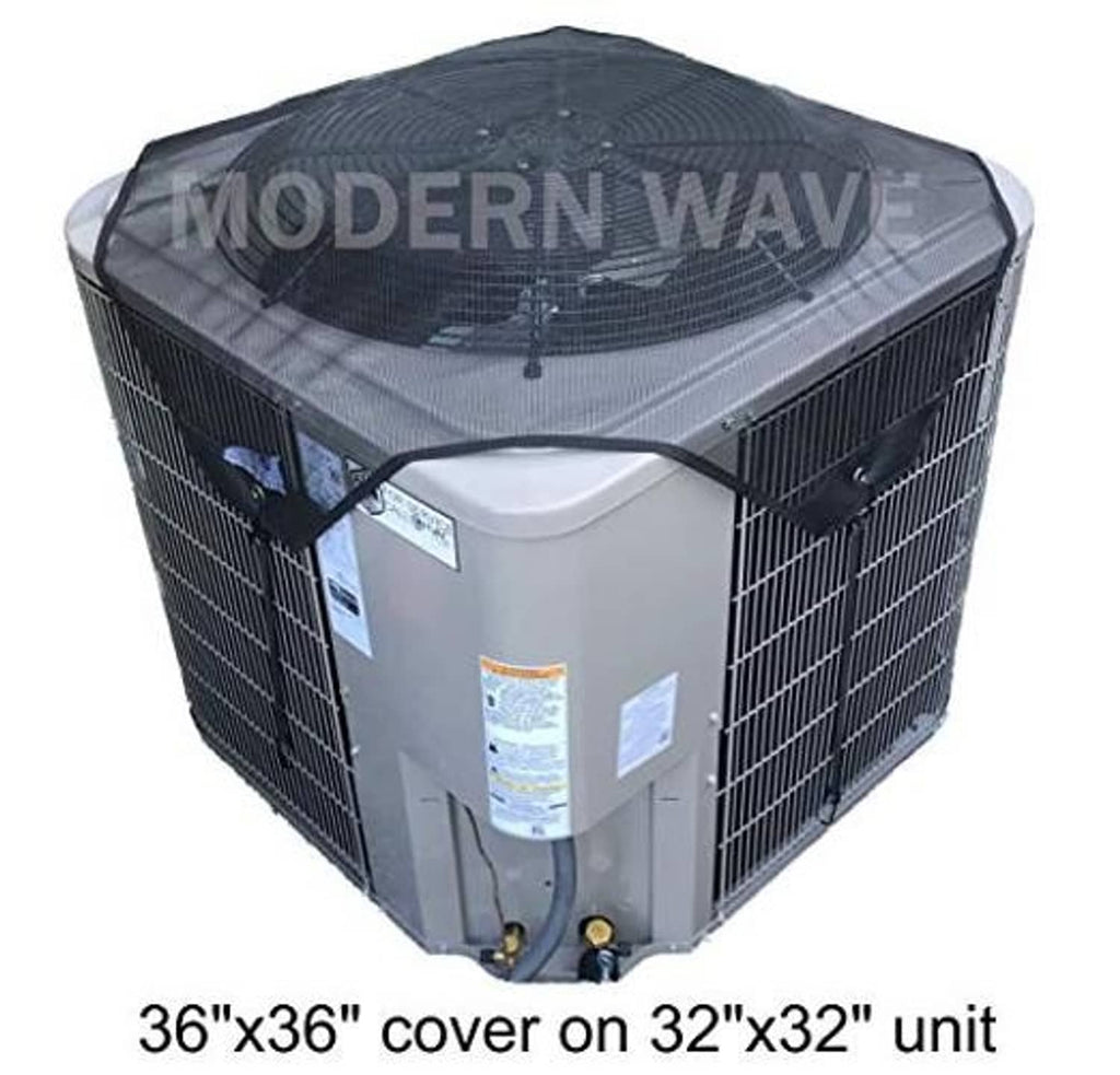 Outside AC unit cover with dark mesh top and side panels, fits small condenser