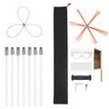Chimney cleaning kit set with dual brush heads, safety goggles, rods, sleeve and wrench
