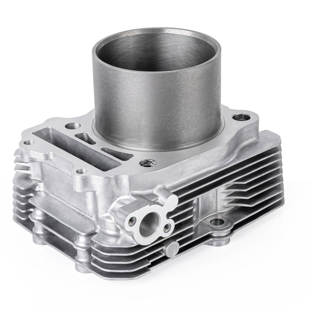 Aluminum cylinder block with fins and top sleeve opening, gasket mounting points