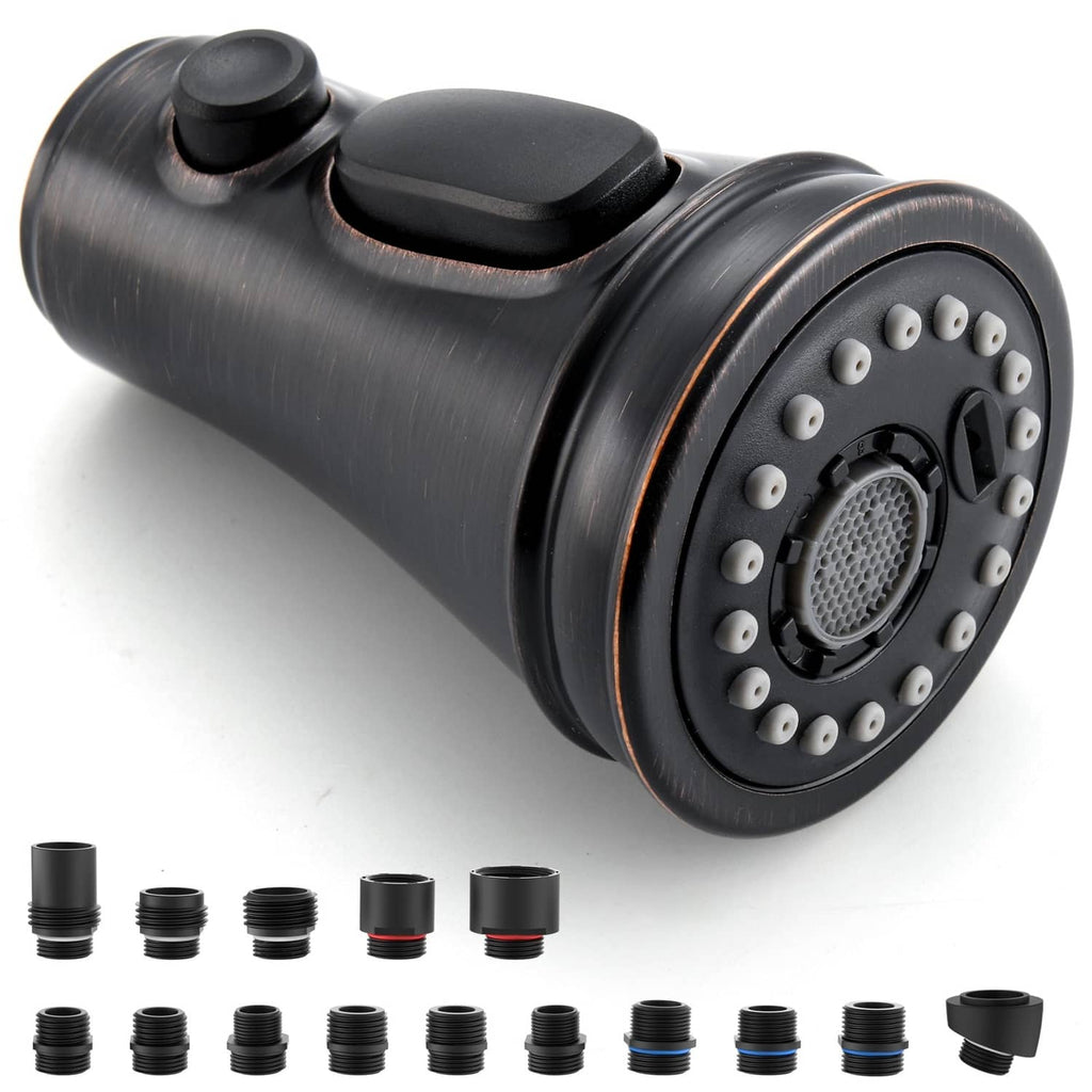 Kitchen faucet spray head replacement in oil rubbed bronze with multiple nozzle holes