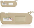 Beige right passenger side sun visor with mirror, vanity window and mounting clips